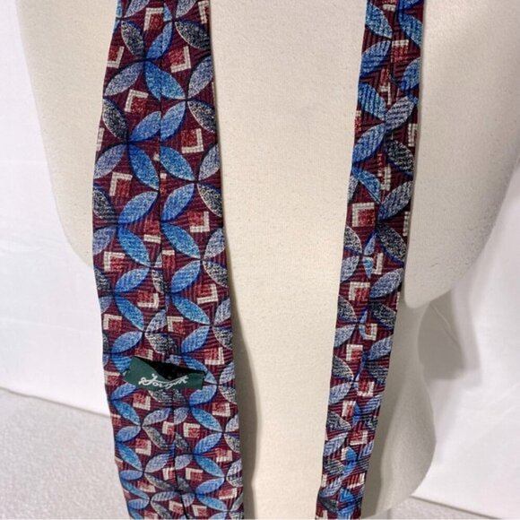 Vintage Forsyth Blue Red Geometric Print Tie - Picture 4 of 9